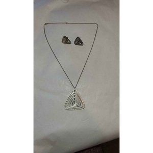 Vintage Sterling Silver Matching Necklace and Earring Set